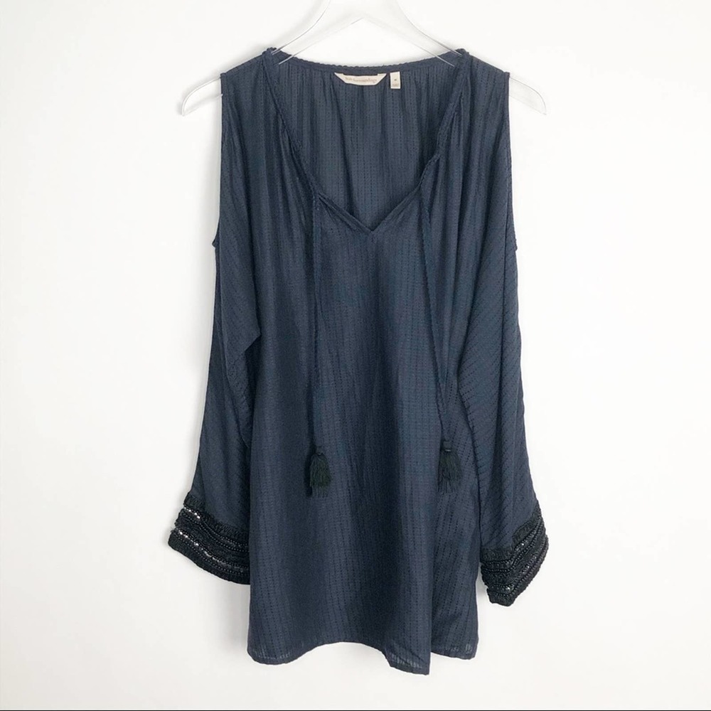 Soft Surroundings Cold Shoulder Chandra Top Medium Beaded